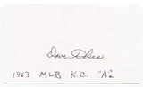 Dave Thies Signed 3x5 Index Card Autograph Baseball 1963 Kansas City Athletics