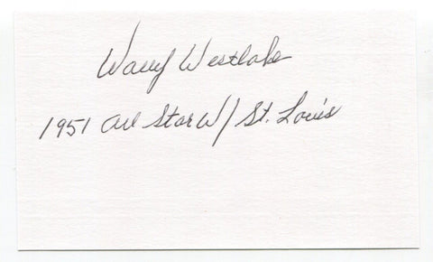 Wally Westlake Signed 3x5 Index Card Autograph Baseball MLB St. Louis Cardinals