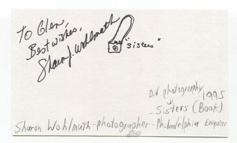 Sharon Wohlmuth Signed 3x5 Index Card Autographed Signature Author Writer