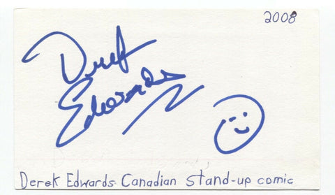 Derek Edwards Signed 3x5 Index Card Autographed Signature Comedian Actor