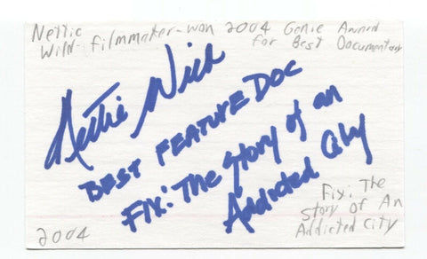 Nettie Wild Signed 3x5 Index Card Autograph Signature Filmmaker Director