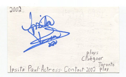 Ipsita Paul Signed 3x5 Index Card Autographed Actress Beauty And The Beast