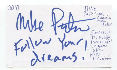 Mike Paterson Signed Index 3x5 Card Autographed Signature Comedian Actor