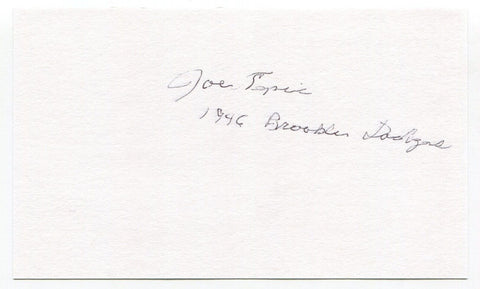 Joe Tepsic Signed 3x5 Index Card Autograph Baseball MLB 1946 Brooklyn Dodgers