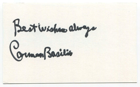 Carmen Basilio 3x5 Index Card Autographed Boxer World Champion HOF