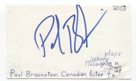 Paul Braunstein Signed 3x5 Index Card Autograph Signature Actor 