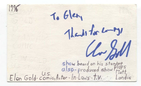 Elon Gold Signed 3x5 Index Card Autographed Signature Actor Comedian