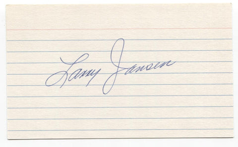 Larry Jansen Signed 3x5 Index Card Baseball Autographed Signature World Series