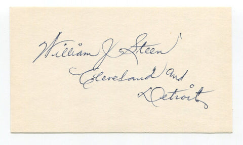 William Steen Signed Index Card Autographed Baseball MLB Cleveland Naps