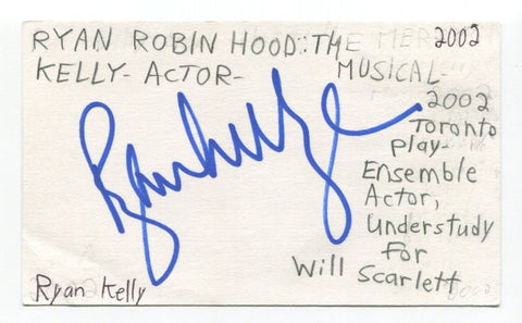 Ryan Kelly Signed 3x5 Index Card Autographed Actor Murdoch Mysteries Bitten