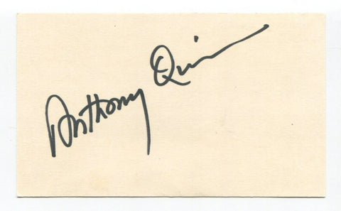 Anthony Quinn Signed 3x5 Index Card Autographed Actor Lawrence Of Arabia