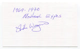 Mike Wegener Signed 3x5 Index Card Autograph Baseball MLB 1969 Montreal Expos