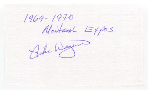 Mike Wegener Signed 3x5 Index Card Autograph Baseball MLB 1969 Montreal Expos