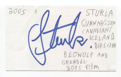 Sturla Gunnarsson Signed 3x5 Index Card Autographed Signature Director Beowulf