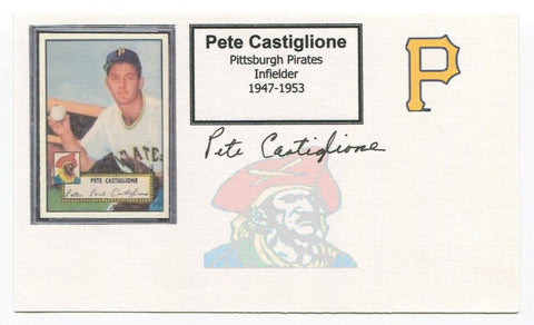 Pete Castiglione Signed 3x5 Index Card Autographed Baseball Pittsburgh Pirates