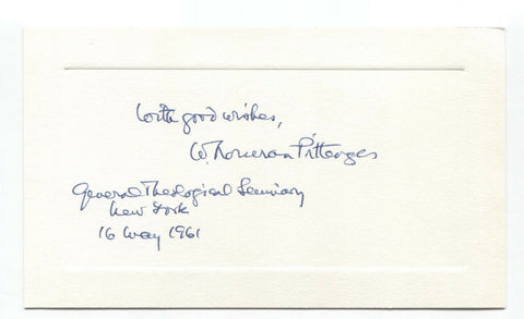 Norman Pittenger Signed Card Autographed Signature Theologist Author