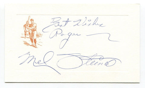 Mel Steiner Signed Card Autograph Baseball Umpire MLB Roger Harris Collection