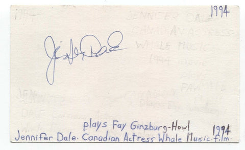 Jennifer Dale Signed 3x5 Index Card Autographed Signature Actress