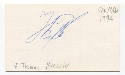 Thomas Haessler Signed 3x5 Index Card Autographed Soccer Germany