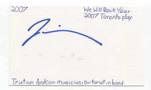 Tristan Avakian Signed 3x5 Index Card Autographed Actor Guitarist Rollerball