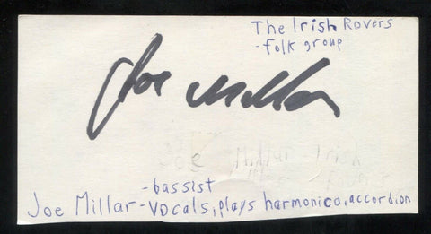 The Irish Rovers - Joe Millar Signed Cut 3x5 Index Card Autographed Band