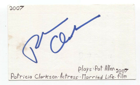 Patricia Clarkson Signed 3x5 Index Card Autograph Signature Actress Green Mile