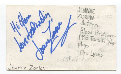 Joanne Zorian Signed 3x5 Index Card Autographed Actress Eastenders Doctors