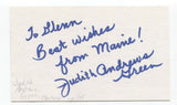 Judith Andrews Green Signed 3x5 Index Card Autographed Signature Writer Author
