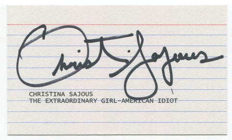 Christina Sajous Signed 3x5 Index Card Autographed Signature Actress 