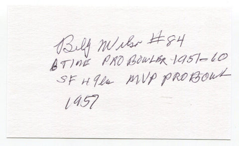 Billy Wilson Signed 3x5 Index Card Autograph Football NFL San Francisco 49ers