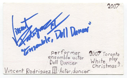 Vincent Rodriguez III Signed 3x5 Index Card Autograph Actor Crazy Ex Girlfriend