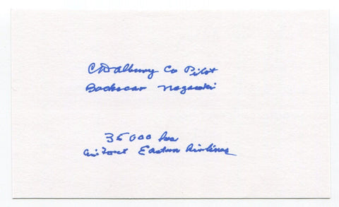 Charles "Don" Albury Signed 3x5 Index Card B-29 Copilot WWII Army