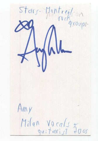 Stars - Amy Millan Signed 3x5 Index Card Autographed Signature