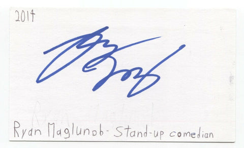 Ryan Maglunob Signed 3x5 Index Card Autographed Signature Comedian Musician