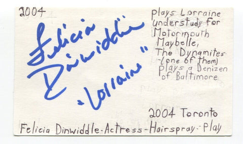 Felicia Dinwiddie Signed 3x5 Index Card Autographed Actress Law And Order
