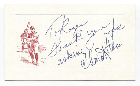 Chris Kitsos Signed Card Autograph MLB Baseball Roger Harris Collection