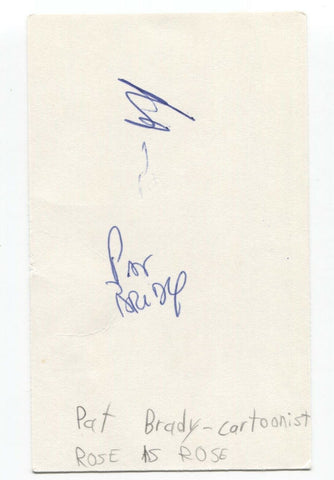 Pat Brady Signed 3x5 Index Card Autographed Signature Cartoonist Rose is Rose