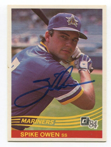 1984 Donruss Spike Owen Signed Baseball Card Autographed #313 Auto