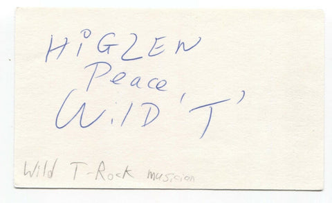 "Wild T" Tony Springer Signed 3x5 Index Card Autographed Signature