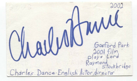 Charles Dance Signed 3x5 Index Card Autographed Signature Actor Game of Thrones