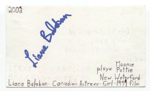Liane Balaban Signed 3x5 Index Card Autographed Signature Actress Supernatural