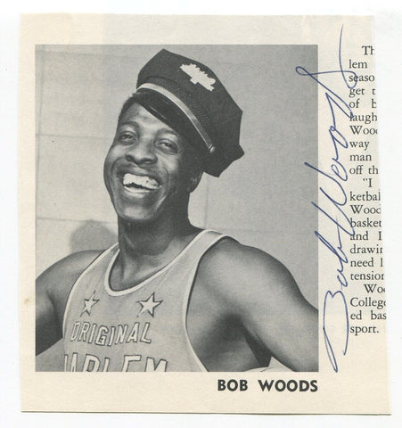 Bob Woods Signed Program Cut Photo Autographed Harlem Magicians Globetrotters