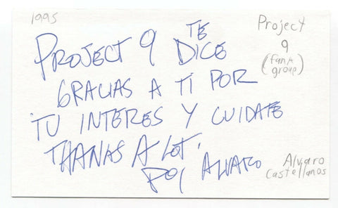 Project 9 - Alvaro Castellanos Signed 3x5 Index Card Autographed Signature