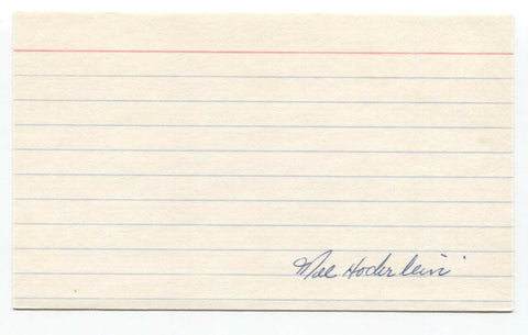 Mel Hoderlein Signed 3x5 Index Card Baseball Autographed Signature