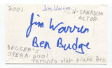 Jim Warren Signed 3x5 Index Card Autographed Actor Snatch The Gentleman