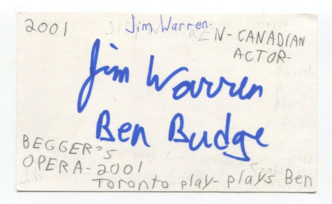 Jim Warren Signed 3x5 Index Card Autographed Actor Snatch The Gentleman