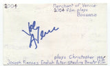 Joseph Fiennes Signed 3x5 Index Card Autographed Signature