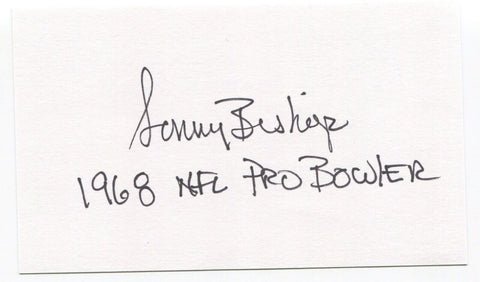 Sonny Bishop Signed 3x5 Index Card Autographed New York Giants NFL All-Star