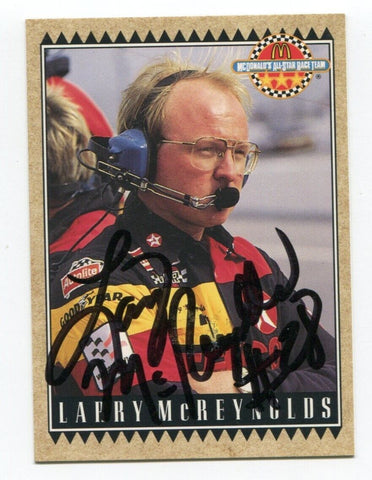 1992 Maxx McDonalds Larry McReynolds Signed Card Racing NASCAR AUTO #9