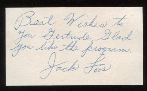Jack Loos Signed Card  Autographed Orchestra AUTO Signature Organist